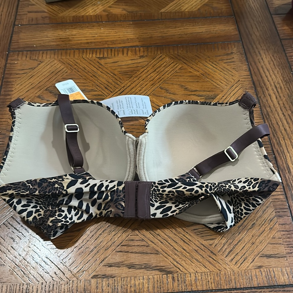 Natori Pure Luxe Plunge Underwire T-Shirt Bra Leopard Print Size 34DD - Picture 8 of 8